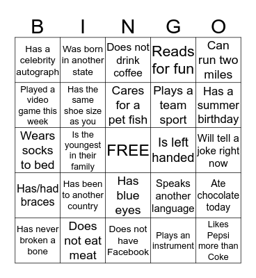 Find someone who... Bingo Card