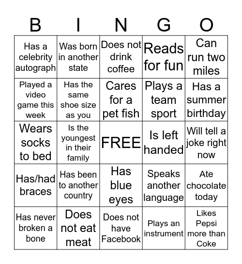 Find someone who... Bingo Card