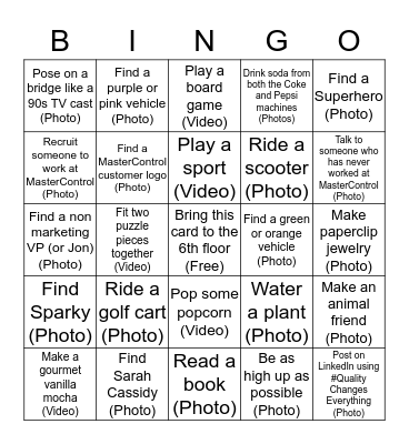 Marketing Scavenger Hunt Bingo Card