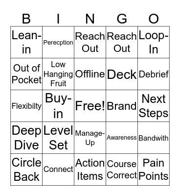 Corporate Bingo Card