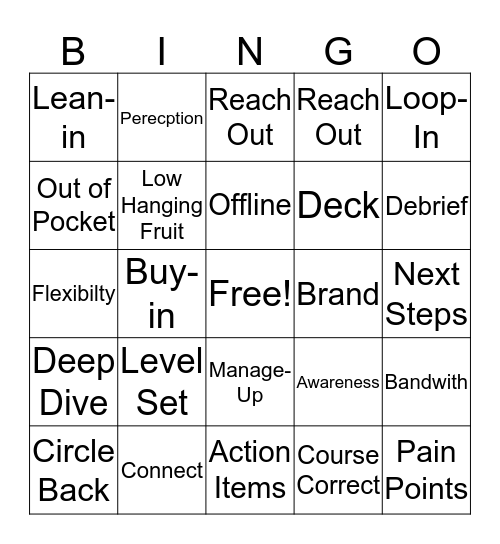 Corporate Bingo Card