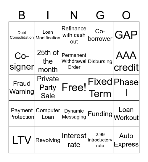 MRA II Bingo Card