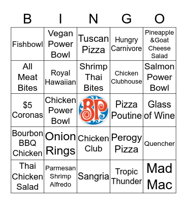 BP New Menu BINGO Card