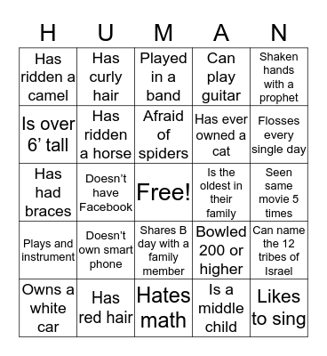 HUMAN BINGO Card