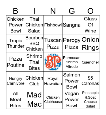 BP New Menu BINGO Card