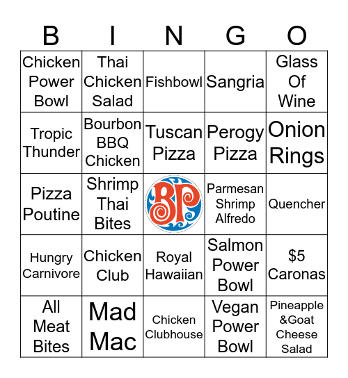 BP New Menu BINGO Card