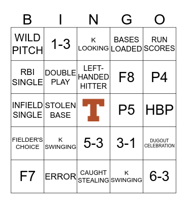 TEXAS BASEBALL BINGO Card