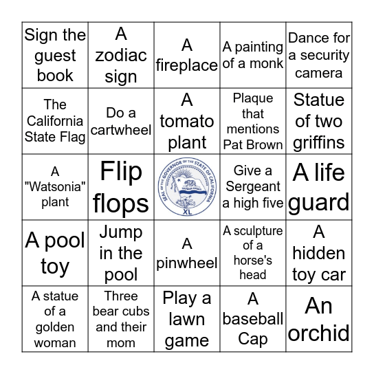 Governor's Mansion Scavenger Hunt! Bingo Card