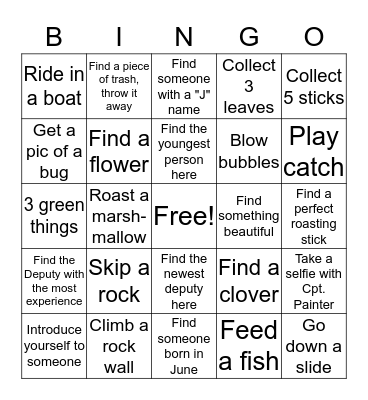 Lake Day  Bingo Card