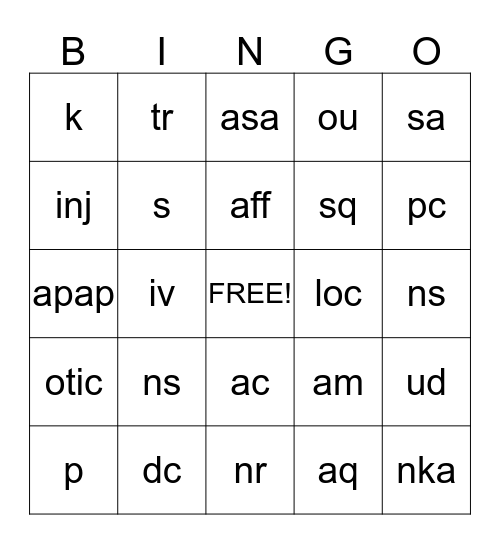 Sigs Bingo # 4 Bingo Card