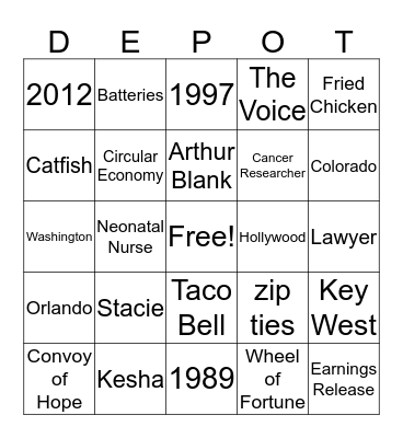 L & D  Bingo Card