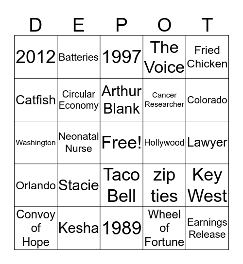 L & D  Bingo Card