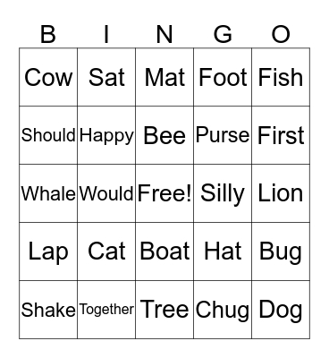 Drunk Phonics Bingo Card