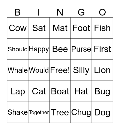 Drunk Phonics Bingo Card