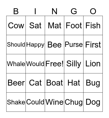 Drunk Phonics Bingo Card
