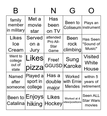 GGSAA 2019 Bingo Card