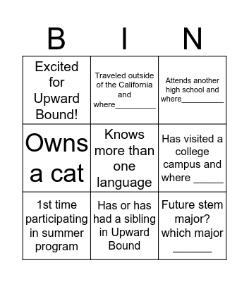 Breaking The Ice  Bingo Card