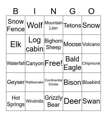 Trip BINGO Card