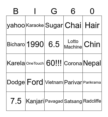 Mayuri Parikh Family Bingo Card