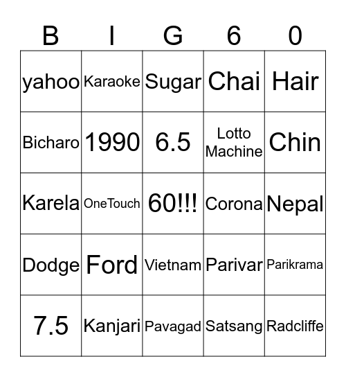 Mayuri Parikh Family Bingo Card