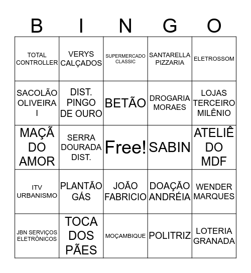 NOSSA SENHORA DO CARMO Bingo Card
