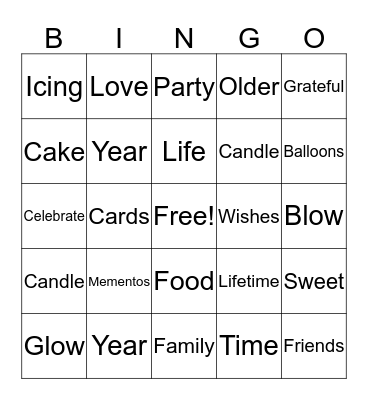 Birthday Bingo Card