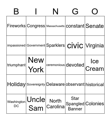 July 4th Blackout Bingo Card