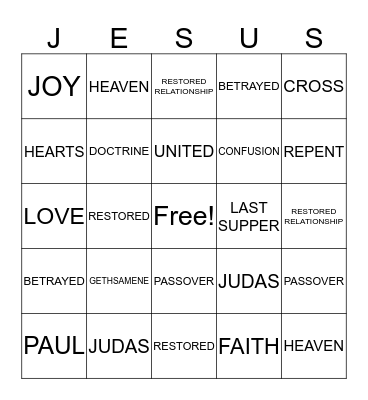 Bible Bingo Card