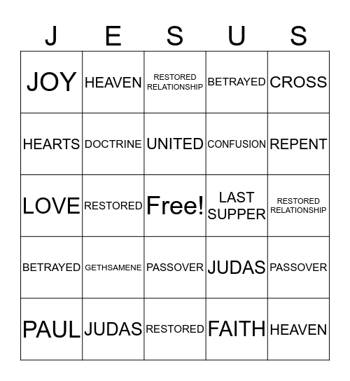 Bible Bingo Card