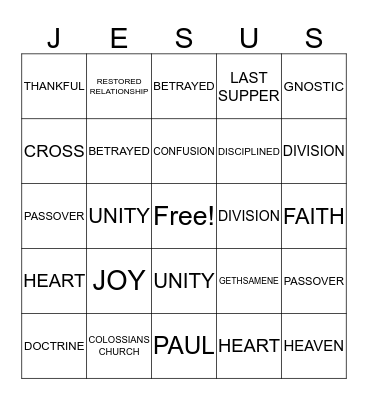 Bible Bingo Card