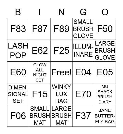 MAKEUP BINGO Card