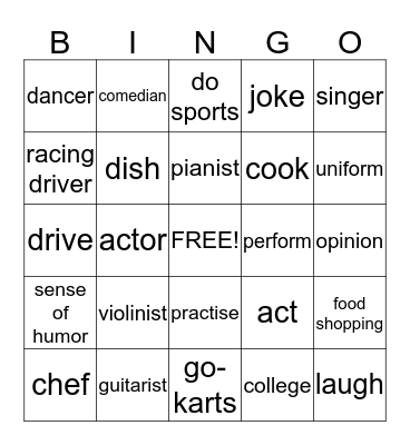UNIT 7 - VOCABULARY (Page 48 - 51) Bingo Card