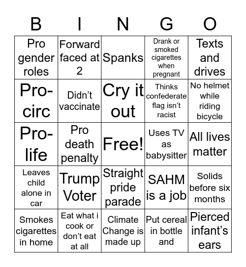 Unfiltered Mamas Bingo Card