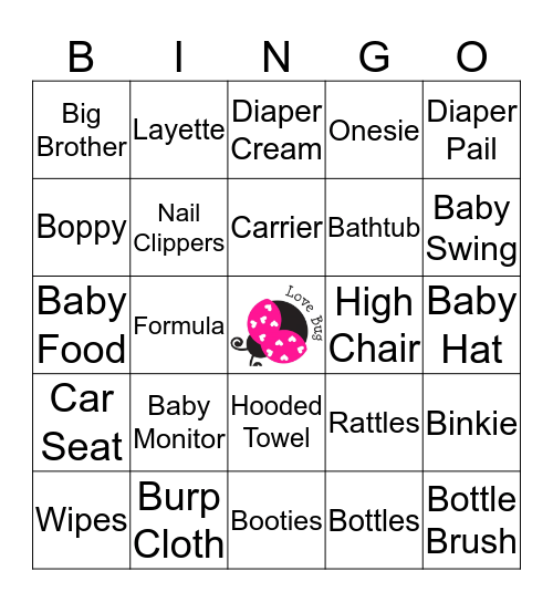 Ladybug Bingo  Bingo Card