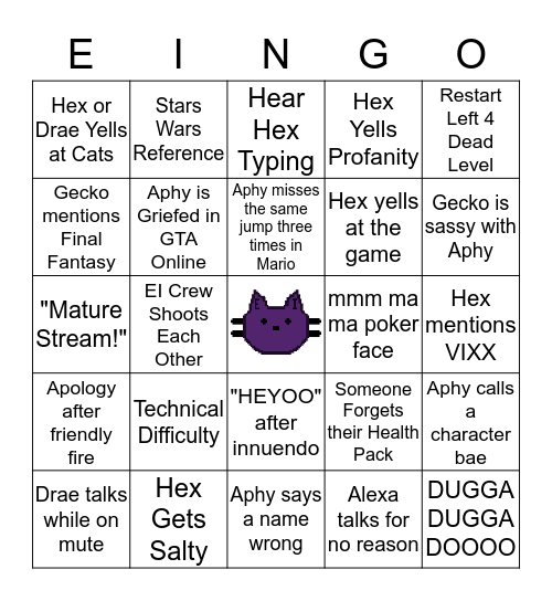 Equipped Inventory Bingo Card