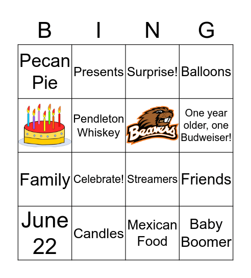 Mark's Birthday Bingo Card