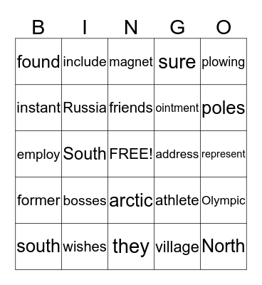 enrichment spelling #17 Bingo Card