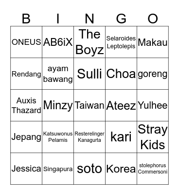 bingo sama dormi Bingo Card
