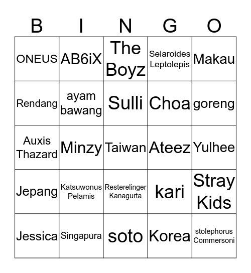 bingo sama dormi Bingo Card