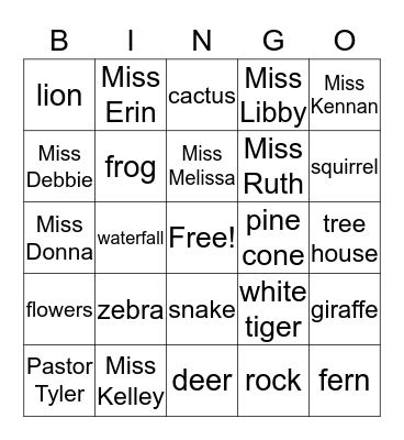 In The Wild Bingo Card