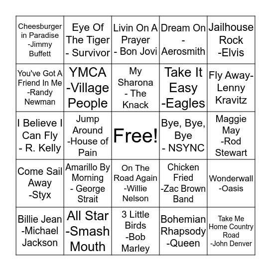 MUSIC BINGO Card