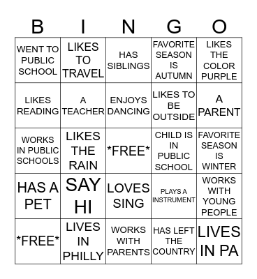 PHILLYSUN  Bingo Card
