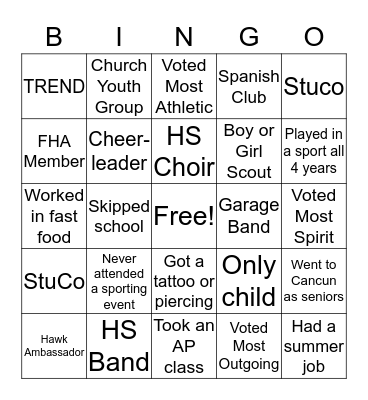 Remembering Hillsboro High School Bingo Card