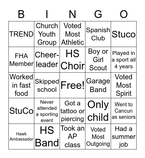 band class bingo