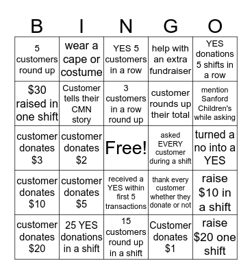 Children's Miracle Network!! Bingo Card