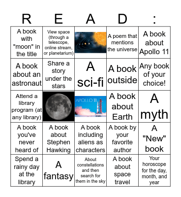 A UNIVERSE OF STORIES BINGO (ADULT) Bingo Card