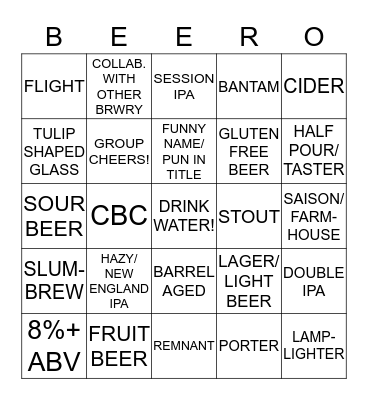 BEERO Bingo Card