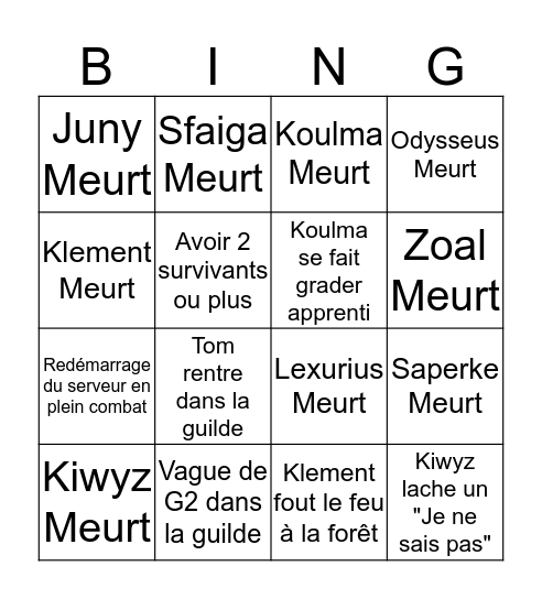 L'event des insectes bodybuilders Bingo Card