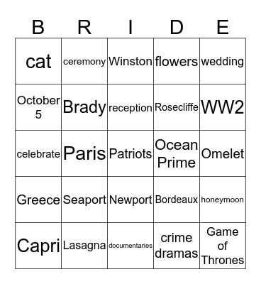 As Time Goes On Bingo Card