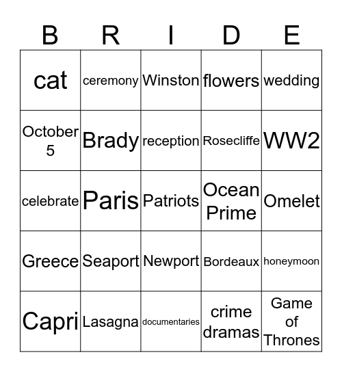 As Time Goes On Bingo Card